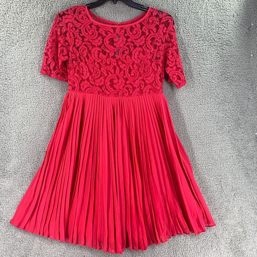 Momo Maternity Womens Dress Lace Pleated Flare Pink Size S Pregnant